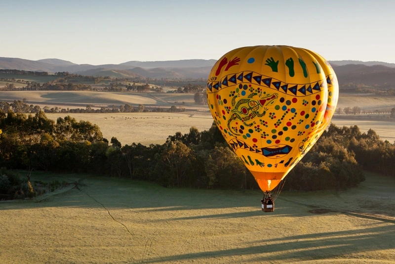 hot air balloon flying at a Yarra Valley Location