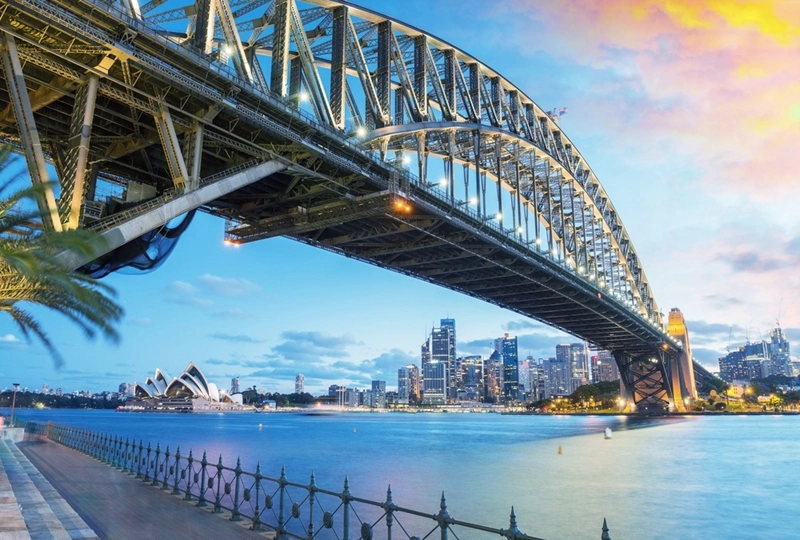 a photo showing the underside of the Sydney Harbour Bridge