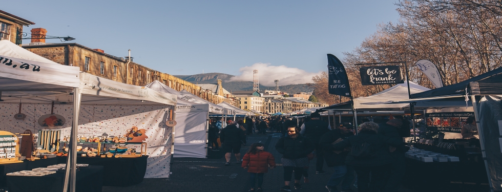 Salamanca Markets in Hobart Tasmanian durning Dark Mofo Festival 