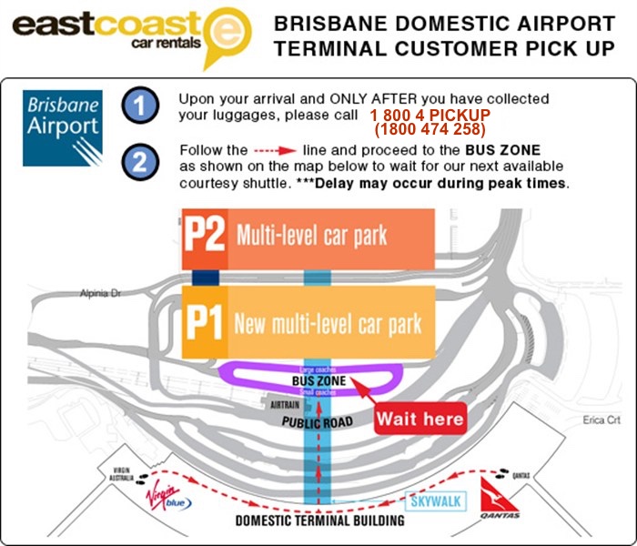Brisbane Airport Domestic Terminal Car Rental Customer Pick Up Location Map
