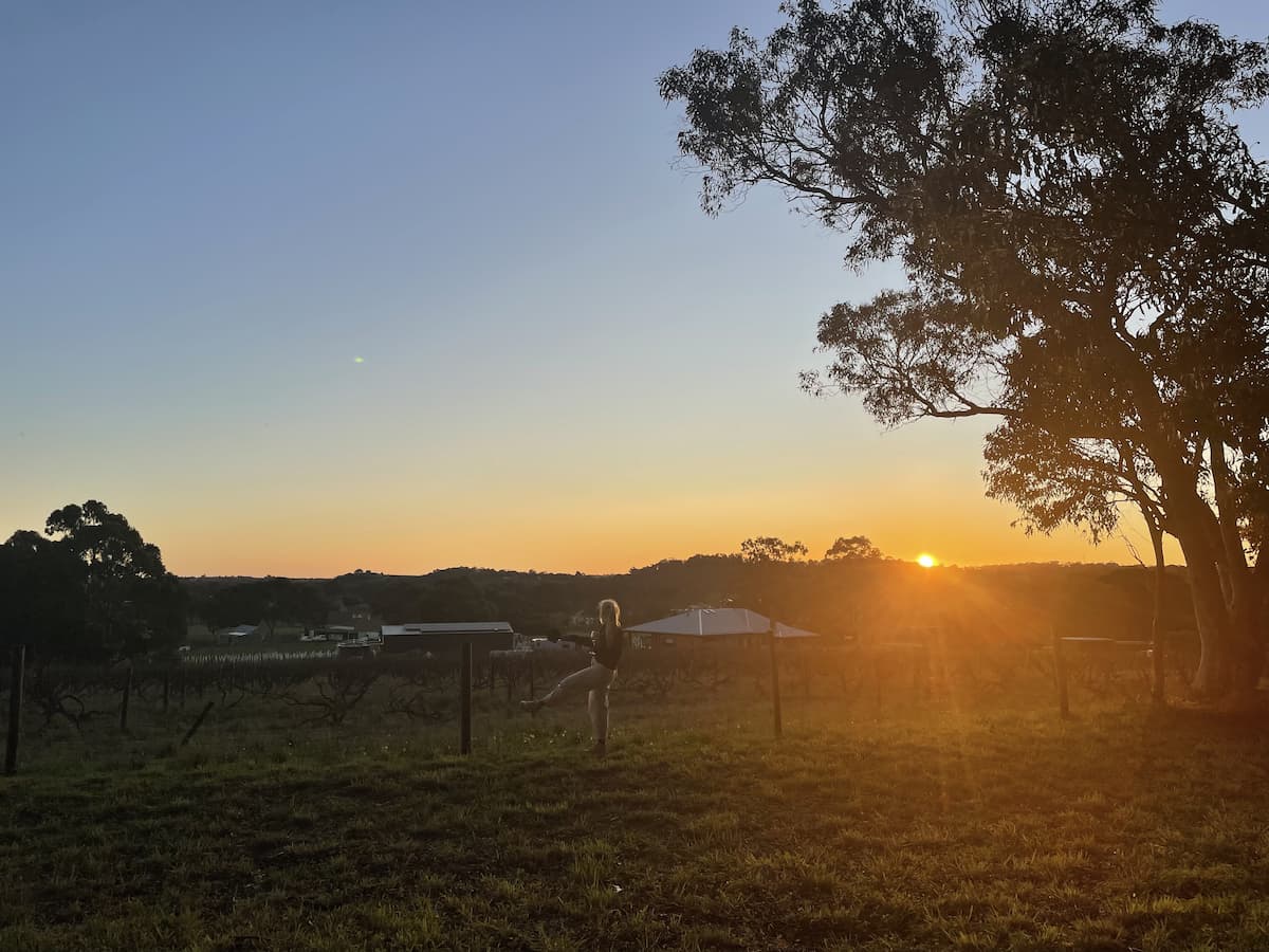 Orange and Blue Sky as the sunsets over the valley,