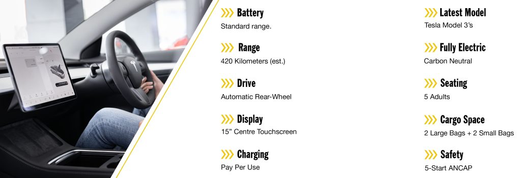 Tesla Model 3 Rental Car Spec sheet