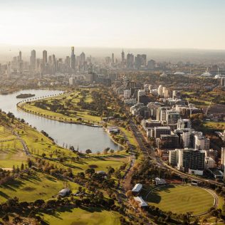 Aerial View of Melbourne | Featured Image for the blog 4 Fun Road Trips Just out of Melbourne for East Coast Car Rentals.