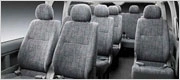 view of the seats inside a 12 seater toyota commuter