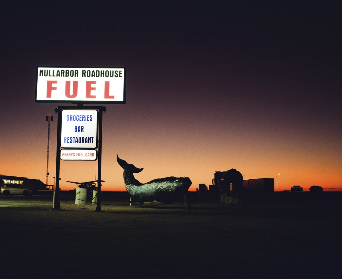 Trent Mitchell photographs a famous service station along the nullabor